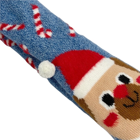 NWT Fuzzy Babba Christmas Dog Santa Claus Grippy Bottom Tall Slipper Socks - Picture 6 of 7